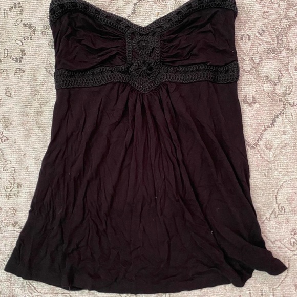 black y2k strapless top with crochet detail - Picture 1 of 5